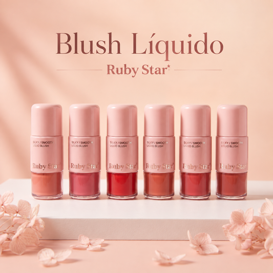 Blush líquido Ruby Star Coleção Rosé disponível em seis tons rosados