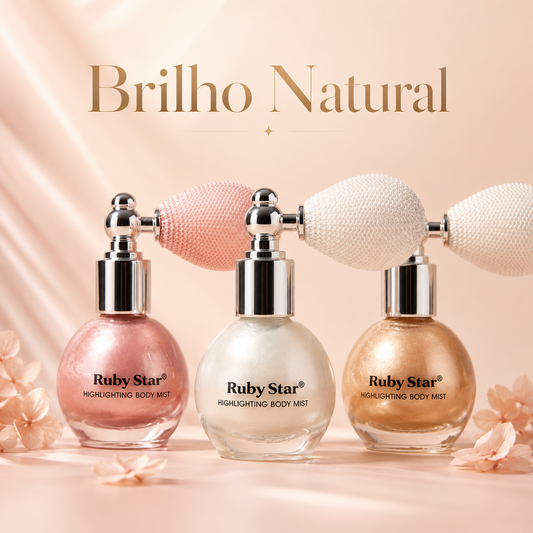 Iluminador corporal e facial Ruby Star nas cores Pérola, Rosé e Champanhe
