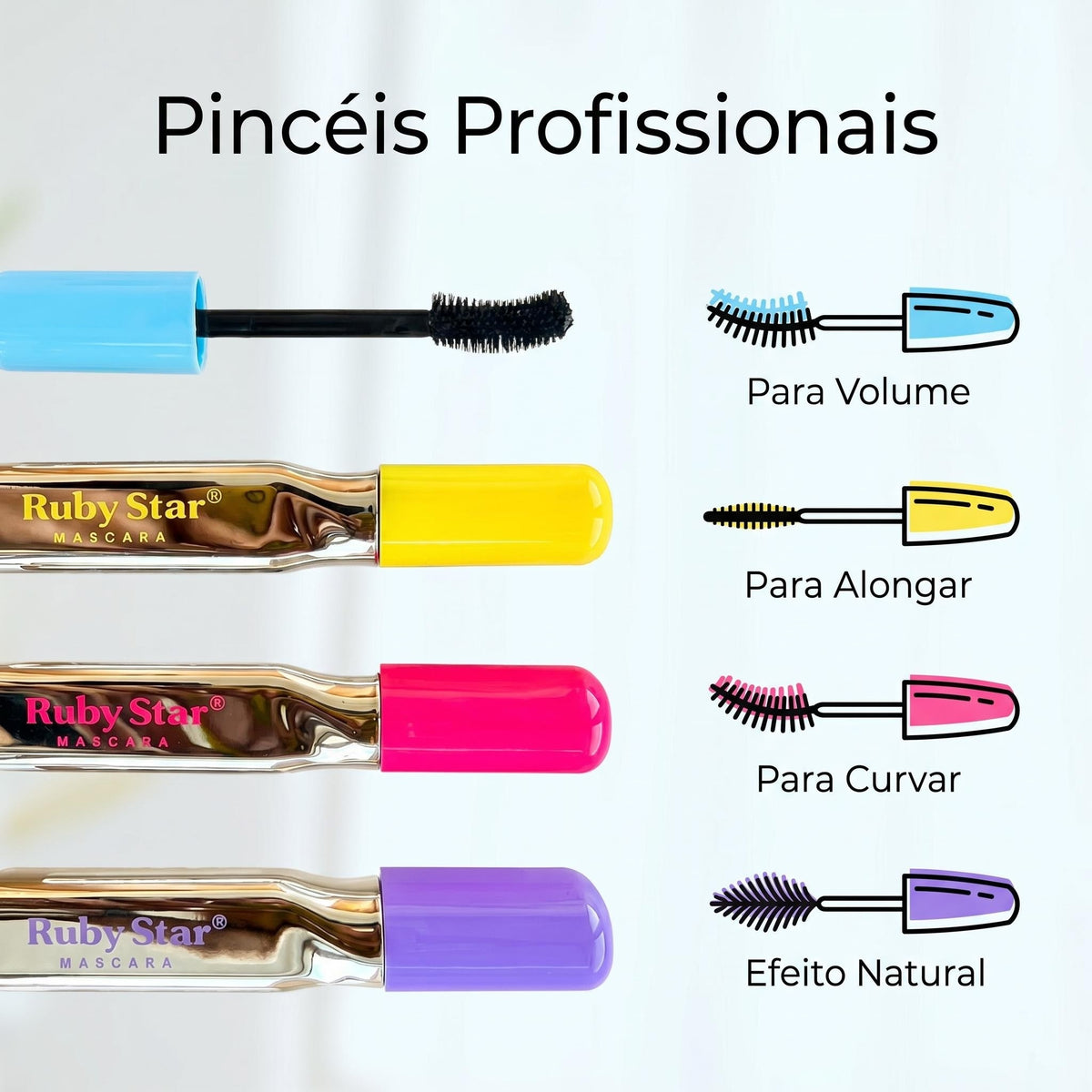 Kit Ruby Star com 4 Máscaras para Cílios – 4 Efeitos | 12 ml Cada