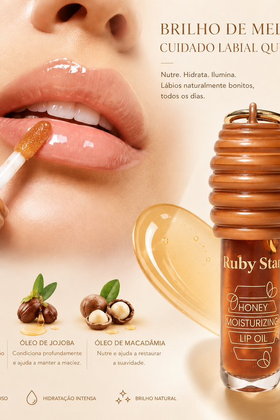 Óleo Labial Ruby Star com Mel e Vitamina E | 5 g
